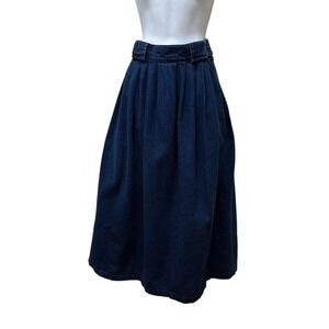 Vintage High Waist Midi Flare Full Circle Denim Jean Skirt Modest Made in USA